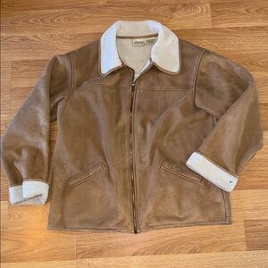 St. John's Bay Brown Teddy Suede Like Jacket Size X large Sherpa cozy barn coat